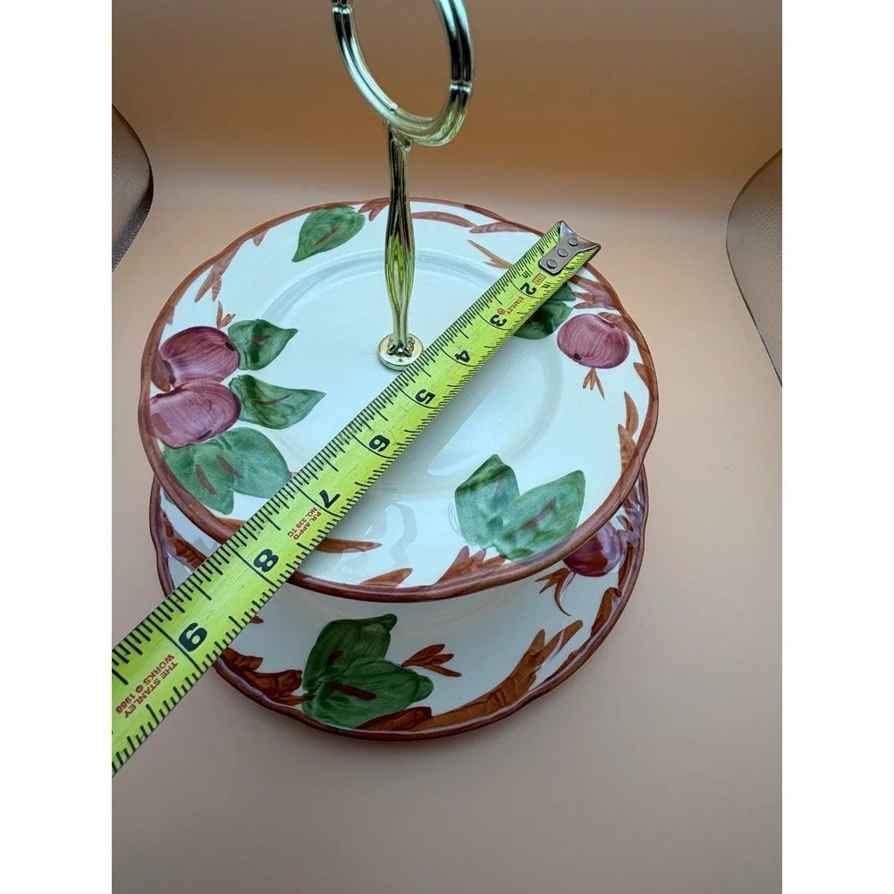 Franciscan Apple 2 Tier Cake Stand Hand Decorated Staffordshire England Ceramic